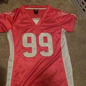 Ladies pink JJ Watt jersey with silver studs